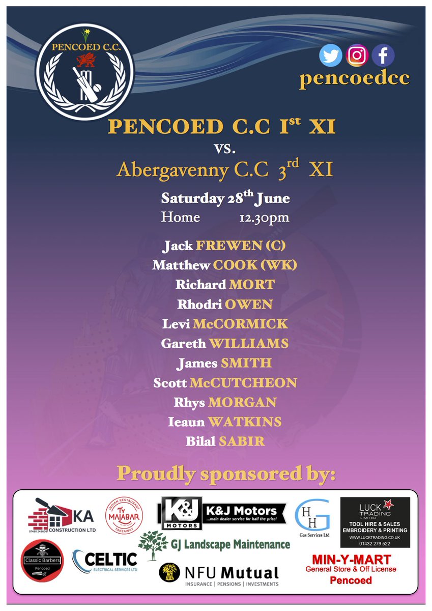 Pencoed C.C (@pencoedcc) on Twitter photo Last game of the first half of the season this weekend against <a href="/AbergavennyCC/">AbergavennyCC 🏏🏏🏏</a> 3rd’s at Home.
BBQ (Cash Only) plus Free Tip Tops & a dedicated Cricket playing area for the kids to enjoy a game 😊 Both happening as the boys look to get back to winning ways🤞🏻☀️🍔🍺💷🏏 Last game of the first half of the season this weekend against <a href="/AbergavennyCC/">AbergavennyCC 🏏🏏🏏</a> 3rd’s at Home.
BBQ (Cash Only) plus Free Tip Tops & a dedicated Cricket playing area for the kids to enjoy a game 😊 Both happening as the boys look to get back to winning ways🤞🏻☀️🍔🍺💷🏏
