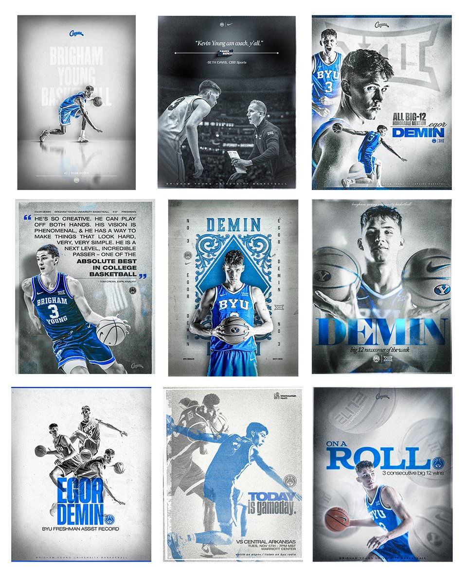 One more Egor post: When Coach Young was hired last year, he said he wanted to make BYU the best place to prepare players for the NBA. Our whole team was all in, and my focus on every single graphic I made this year was simply this: to make our guys look like NBA guys.
Cont.⬇️