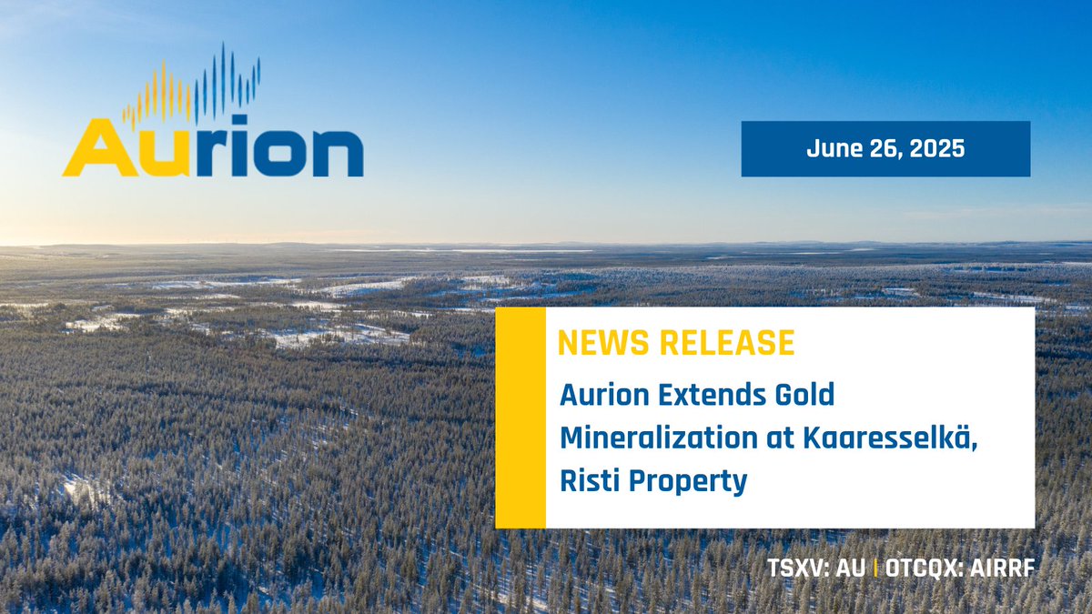 Aurion Extends Gold Mineralization at Kaaresselkä, Risti Property

Full press release: ow.ly/1laF50WgXbK

$AU $AIRRF
#News #NewsRelease #Mining #Gold
