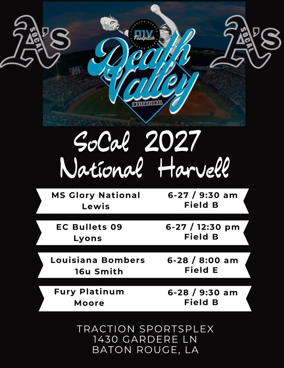 addiehicks_1's tweet image. Heading to Baton Rouge for the Death Valley Invitational! @Athletics_2027 @BSherSB @StinaMcC7 @UMRamSoftball @CoachOAllZones