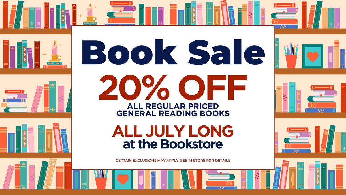 Soak up the stories this summer! ☀️📚 Enjoy 20% off all general reading books at the Bookstore all July long! Whether you're lakeside, poolside, or just chilling in the shade, there’s nothing better than getting lost in a great book! 😍

In-store only! See in store for details📚