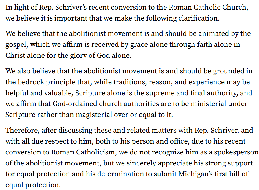 In spite of our differences, we do agree with <a href="/AbolitionistFAA/">Foundation to Abolish Abortion</a>'s communication regarding Roman Catholicism today.

Full statement: 
faa.life/articles/repre…