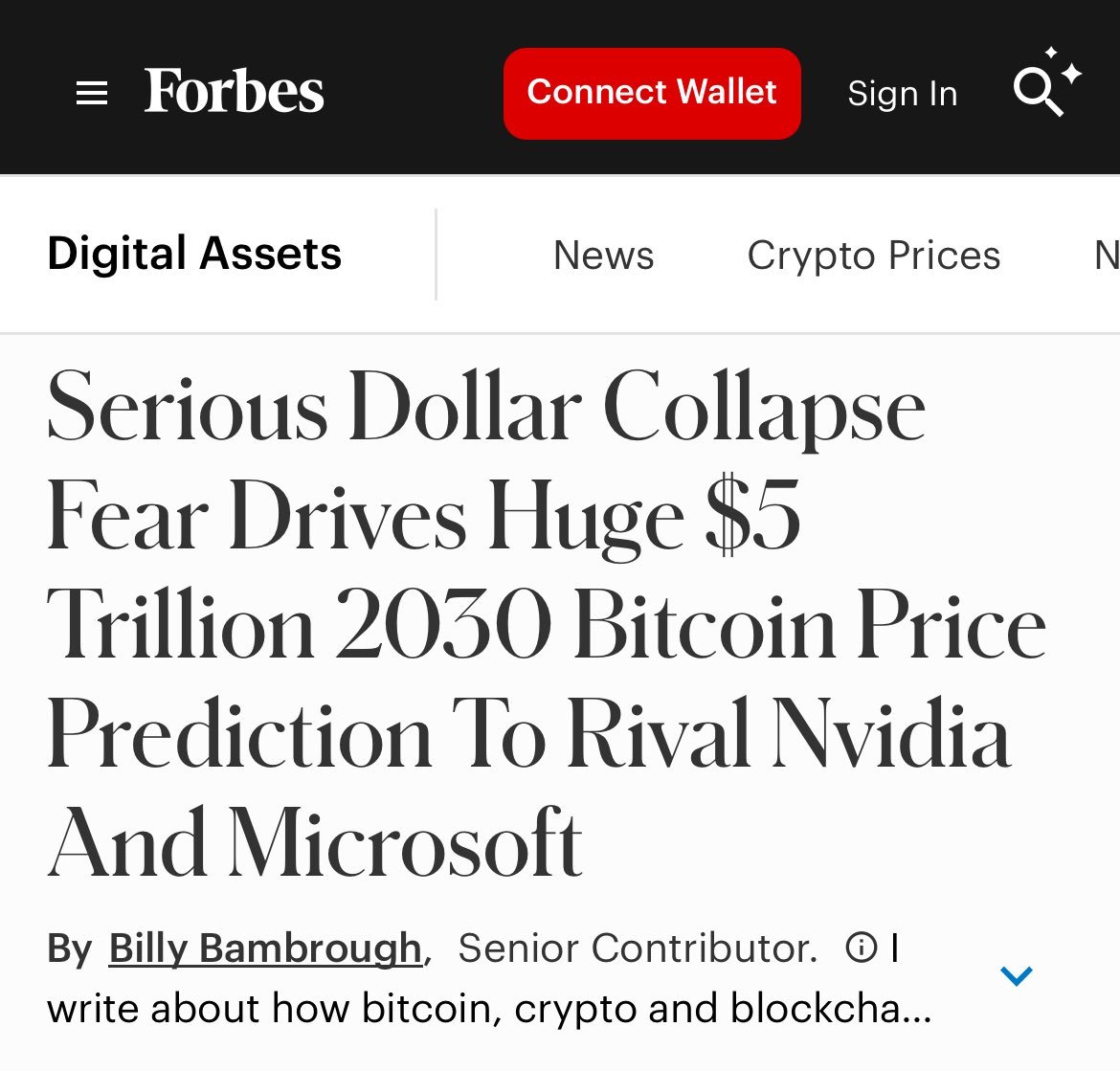 Serious Dollar Collapse Fear Drives Huge $5 Trillion 2030 Bitcoin Price  Prediction To Rival Nvidia And Microsoft