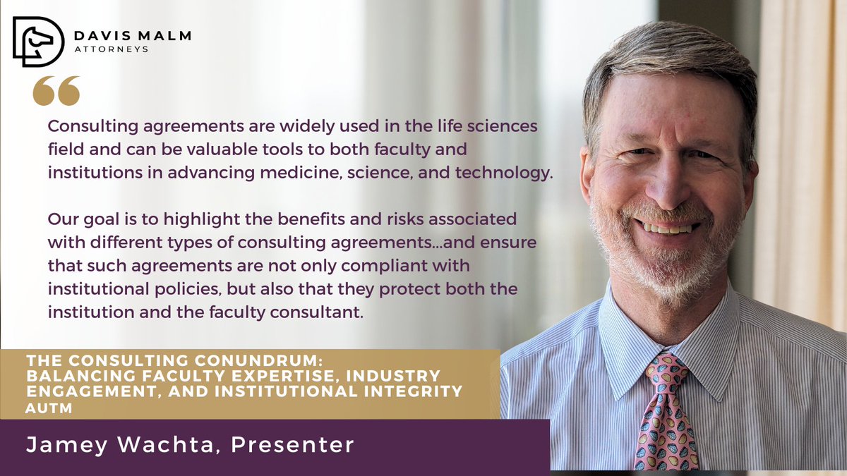 In response to the growing trend of life sciences faculty engaging in consulting, <a href="/AUTM/">AUTM</a>  developed a program to address the opportunities and risks that these relationships present.

Jamey Wachta served as a panelist, discussing the pros and cons of consulting agreements across