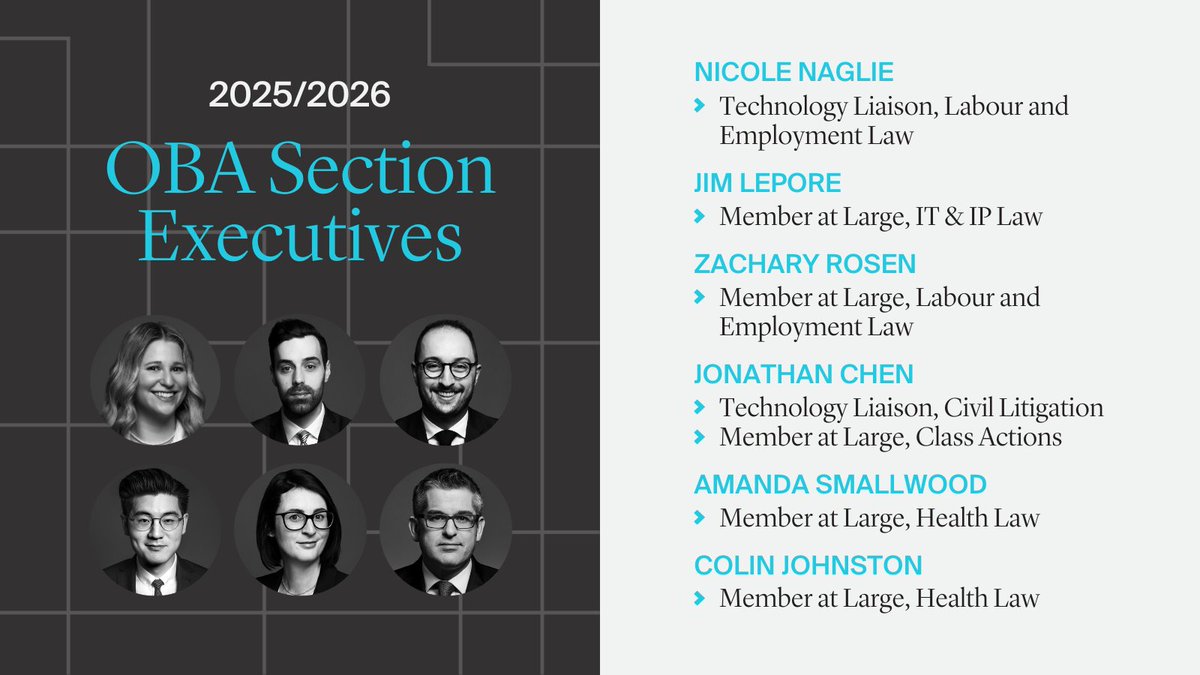 Lenczner Slaght (@lencznerslaght) on Twitter photo We’re proud to share that our expert litigators, Nicole Naglie, Jim Lepore, <a href="/rosenzachary/">zach rosen</a>, Jonathan Chen, Amanda Smallwood, and Colin Johnston, will serve as leaders on several <a href="/OBAlawyers/">Ontario Bar Association</a> Section Executives for the 2025/2026 term. Congratulations to all! We’re proud to share that our expert litigators, Nicole Naglie, Jim Lepore, <a href="/rosenzachary/">zach rosen</a>, Jonathan Chen, Amanda Smallwood, and Colin Johnston, will serve as leaders on several <a href="/OBAlawyers/">Ontario Bar Association</a> Section Executives for the 2025/2026 term. Congratulations to all!