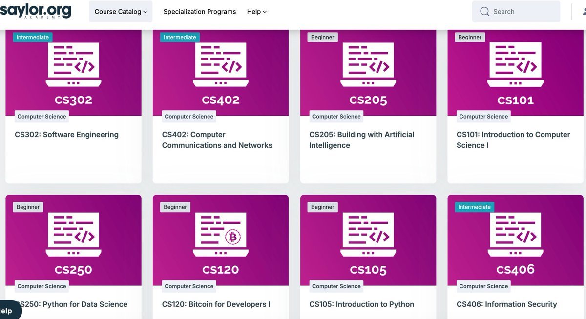 4. Saylor

  ❯ Database
  ❯ OS
  ❯ Networking
  ❯ Data Science

🖇️ learn.saylor.org/course/index.p…