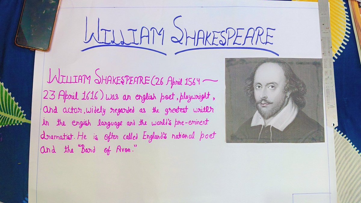 easylearnbyaaru's tweet image. write About William Shakespeare #easylearning #schoolproject #ytshorts #williamshakespeare #study