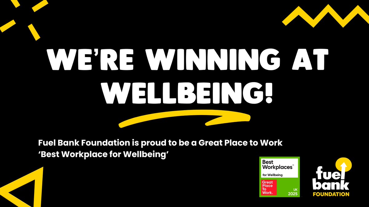 Fuel Bank Foundation (@fuel_bank) on Twitter photo We're thrilled to share Fuel Bank Foundation has clinched the #14 spot in the UK's Best Workplaces for Wellbeing™ 2025 list! 🏆
As a <a href="/GPTW_UK/">Great Place to Work® UK</a> we prioritise staff wellbeing and development in our workplace culture, so it's great to be recognised.
#UKBestWorkplaces #Wellbeing We're thrilled to share Fuel Bank Foundation has clinched the #14 spot in the UK's Best Workplaces for Wellbeing™ 2025 list! 🏆
As a <a href="/GPTW_UK/">Great Place to Work® UK</a> we prioritise staff wellbeing and development in our workplace culture, so it's great to be recognised.
#UKBestWorkplaces #Wellbeing