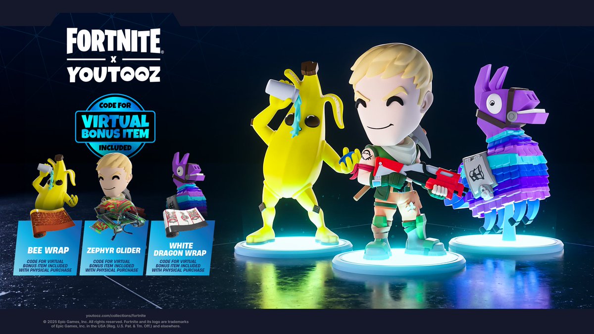 a truly EPIC collection! 🍌

#Fortnite x youtooz drops july 4th at 3pm est 🦙