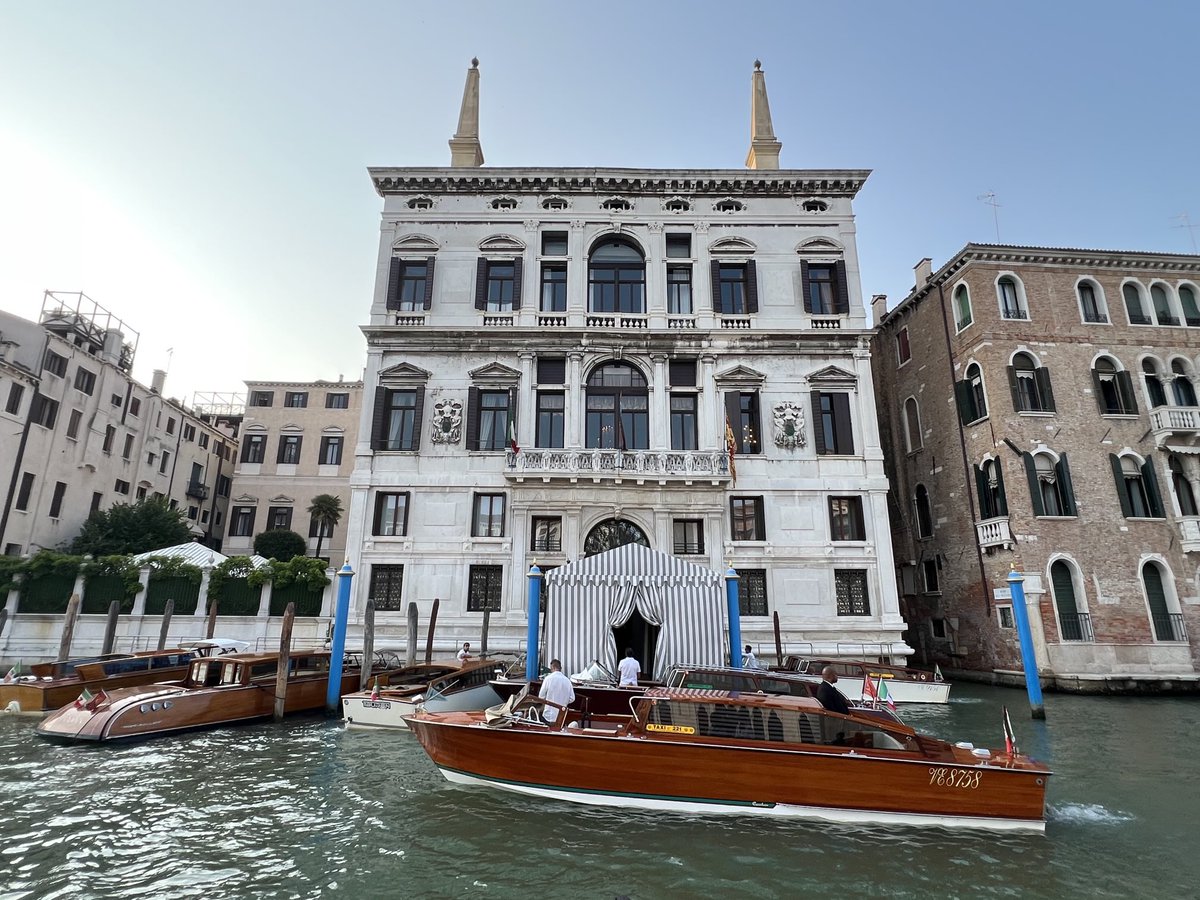 Water taxis waiting to take Jeff Bezos, Lauren Sanchez and pals off to their first wedding bash in Venice