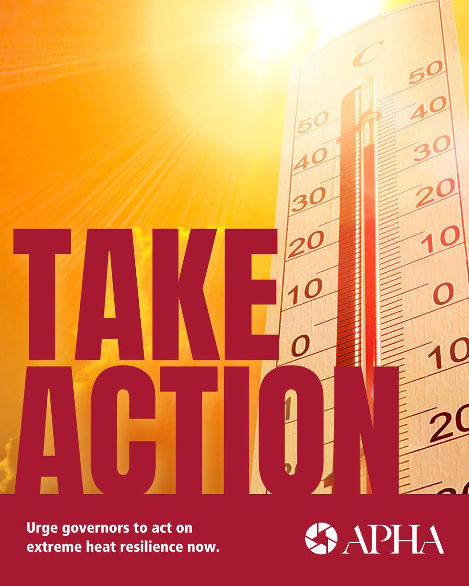 APHA is urging state governors to lead on #extremeheat preparedness — particularly in the absence of strong federal coordination. Help us and 70+ partner orgs amplify the voice of public health by signing our letter to the National Governors Association: apha.org/topics-and-iss…