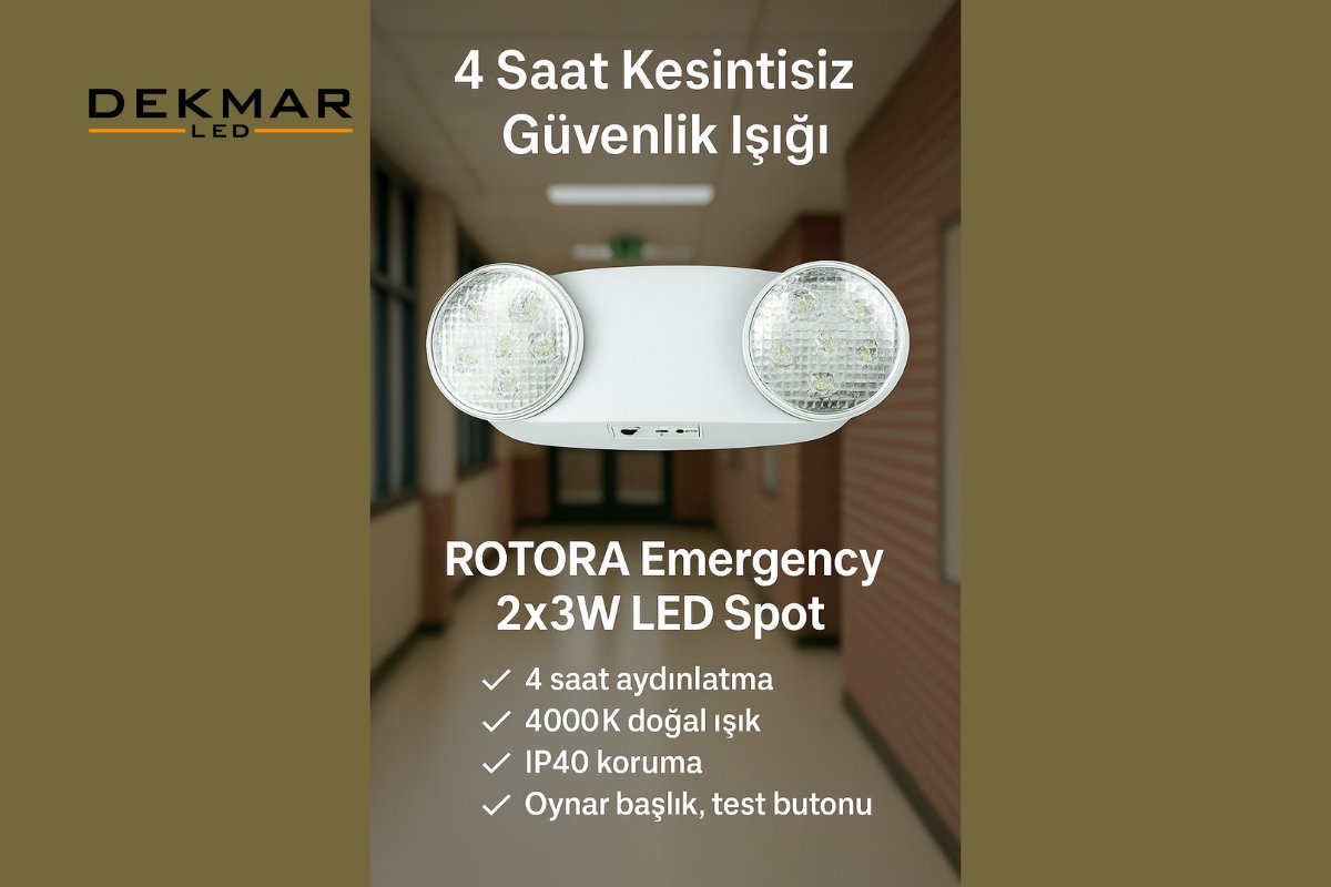dek_insaat's tweet image. Kesintisiz güvenlik için doğru tercih:
 ROTORA Emergency 2x3W LED Spot!
 ✅4 saat aydınlatma
 ✅4000K doğal ışık
 ✅IP40 koruma
 ✅Oynar başlık, test butonu
 📍Sıva üstü montaj
dekmarled.com.tr/rotora-emergen…
#AcilAydınlatma #LEDSpot #DekmarLED #4000K #IP40 #SıvaÜstü #AcilDurumLambası