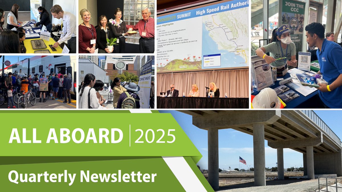 CaHSRA's tweet image. The latest All Aboard Newsletter is out now, featuring:
✉ The Authority's Letter to the FRA
🚧 Spring Construction Update + Project Info
🚄 Updates in NorCal, SoCal & Statewide
Learn more here: hsr.ca.gov/communications…