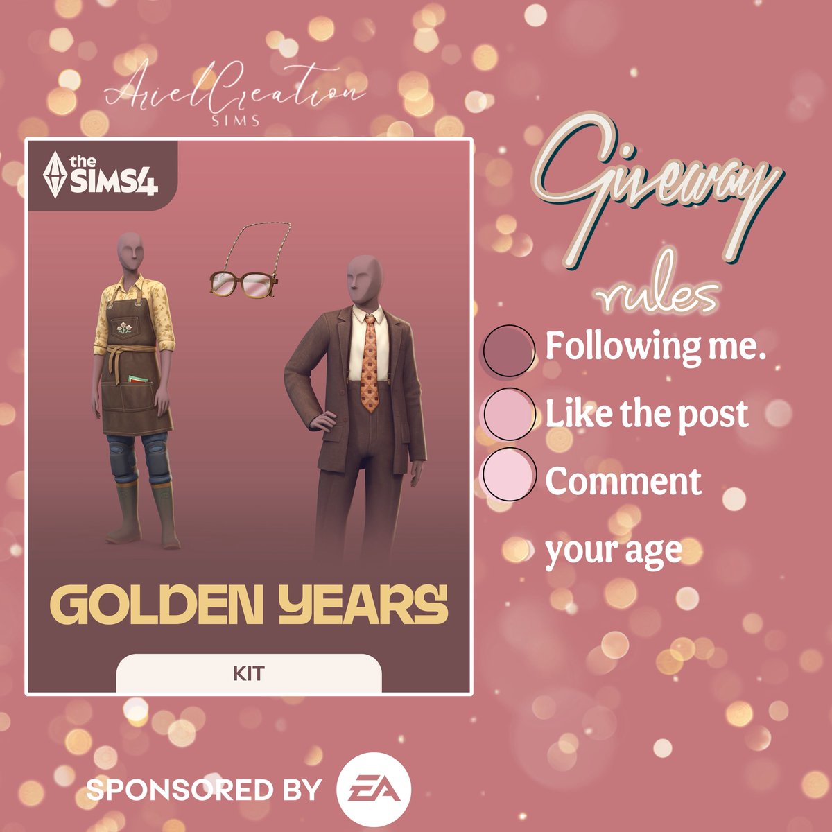 ArielCreation's tweet image. โ๐พ ๐ฎ๐พ๐๐๐๐๐๐
Thanks to the #EACreatorNetwork, I will be giving away one code for #GoldenYears kit (pc/mac/ea app)! โจ
Rules:
๐ค follow me
๐ค like + rt this post
๐ค comment your age
Ends: 30 June/ at 8PM
#SponsoredByEA #eapartner