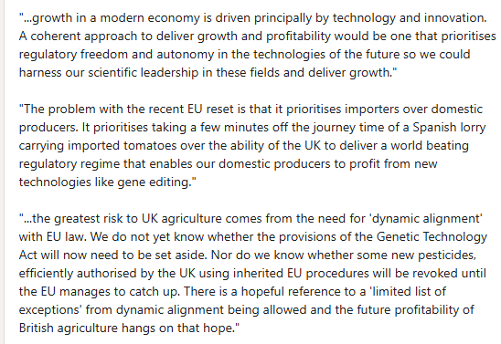 SciSustAg's tweet image. Former @DefraGovUK secretary George Eustice is spot on in this blog for @FarmersGuardian - highlighting the potential risks of UK-EU SPS realignment in prioritising short term trade benefits over over our ability to innovate for longer-term growth.
farmersguardian.com/blog/4515479/e…