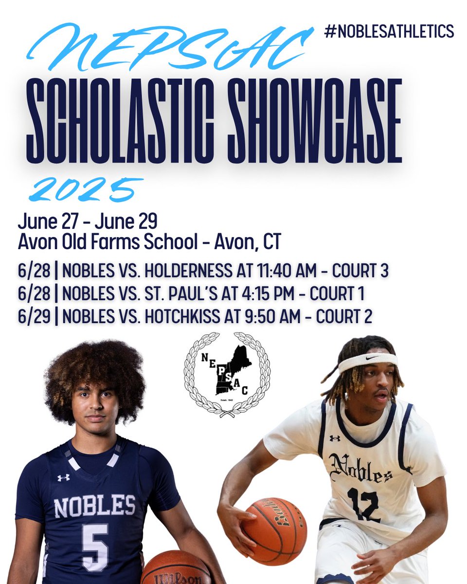 Schedule for the NEPSAC Showcase at Avon Old Farms this upcoming weekend!