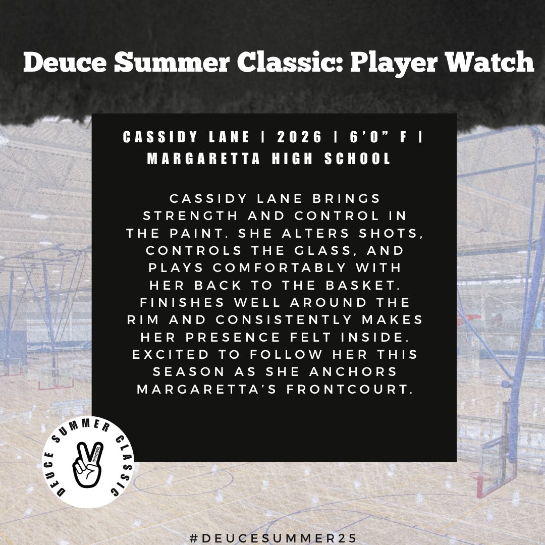 BYOGHS's tweet image. π¨ Player Spotlight: Cassidy Lane (2026) of @Ladybearsbball3 π¨
β
Cassidyβs a name to watch as she anchors Margarettaβs frontcourt this season.
#DeuceSummer25 | #PlayerWatch | #CertifiedAtTheDeuce | #NextUp | #HooperWatch | #DeuceSummerClassic