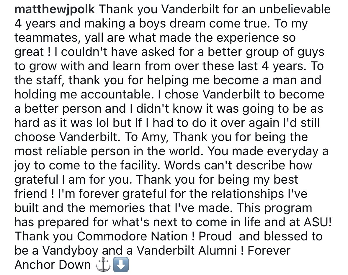 Matthew Polk’s most recent post on Instagram after committing to Arizona State as a grad transfer: