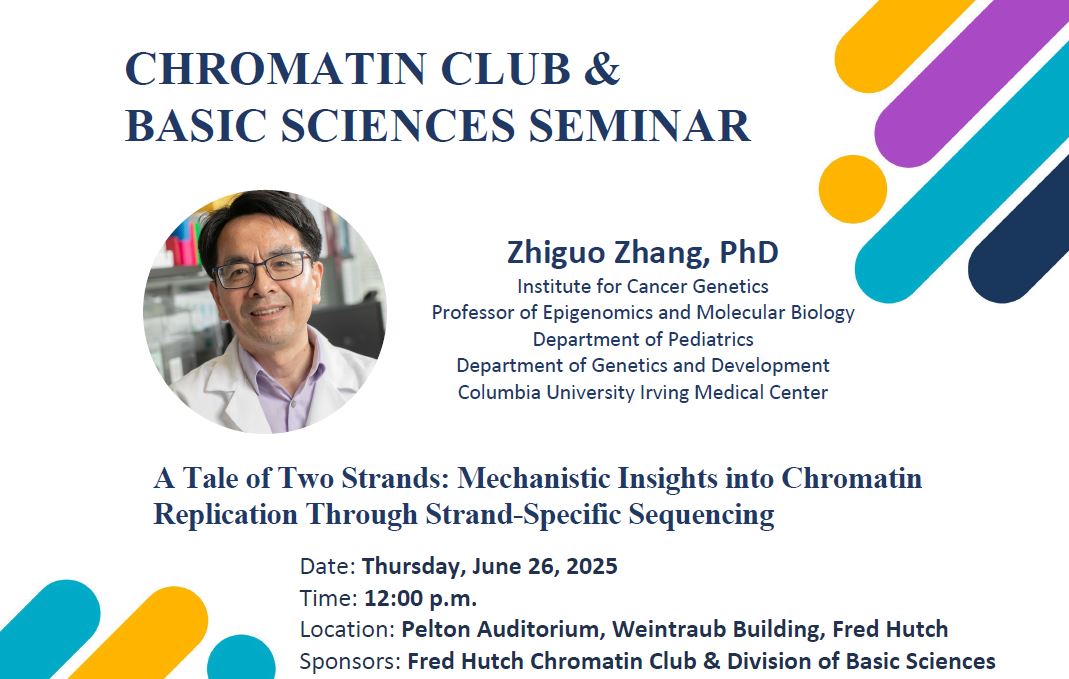 Hutch Basic Sciences (@hutchbasicsci) on Twitter photo For all our @FredHutch colleagues, don’t miss a special talk today at noon hosted by the Fred Hutch Chromatin Club. We're excited to have Dr. Zhiguo Zhang joining us from <a href="/ColumbiaMed/">Columbia Medicine</a> to share his latest discoveries on chromatin replication. For all our @FredHutch colleagues, don’t miss a special talk today at noon hosted by the Fred Hutch Chromatin Club. We're excited to have Dr. Zhiguo Zhang joining us from <a href="/ColumbiaMed/">Columbia Medicine</a> to share his latest discoveries on chromatin replication.