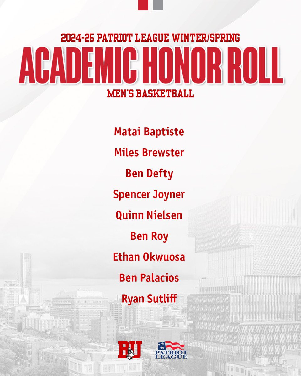 TerrierMBB's tweet image. 🙌 our 9️⃣ @PatriotLeague Academic Honor Roll members‼️
#GoBU