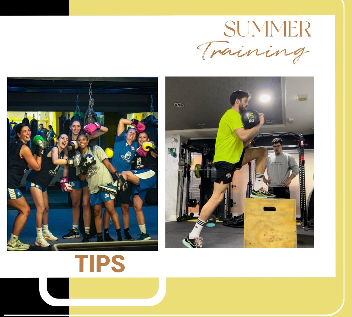 TIPS para entrenar este verano 

1️⃣ EVITA ENTRENAR EN LAS HORAS DE MÁS CALOR 🔥 

2️⃣ HIDRÁTATE ANTES, DURANTE Y DESPUÉS 💧 

3️⃣ INTRODUCE EN TU DIETA ALIMENTOS RICOS EN AGUA COMO PUEDEN SER FRUTAS Y VERDURAS🍉 

4️⃣ EN OLAS DE CALOR 🥵 REDUCE LA INTENSIDAD 🏋️‍♀️ 

📱 644526172