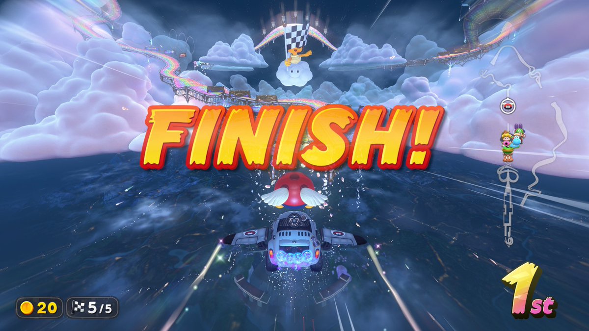 IVLXI's tweet photo. MARIO KART WORLD 100% COMPLETED.

- Grand Prix (150cc - Mirror)
- Knockout (150cc - Mirror!
- Free Roam :
• 394 P switch
• 150 ? Panels
• 200 Peach Medallions
- All Characters and Costumes
- All Time Trial Ghosts

Thank you Mario Kart World.

80 hours playing, 40 hours solo. https://t.co/VFdqyYjJPK