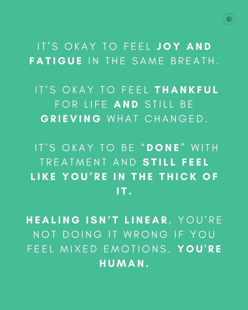 OncoveryCare's tweet image. June is Cancer Survivors’ Month.

You can feel joy and exhaustion, gratitude and grief, peace and fear—all at once.

Healing isn’t linear. Feeling it all is part of being human.

To all survivors: you are not alone.

#CancerSurvivorsMonth #OncoveryCare
