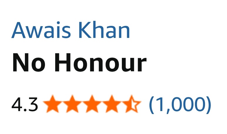 1000 REVIEWS for NO HONOUR!!! My first book to reach this milestone. Thank you SO much for all the love you've shown Abida and Jamil! 

I can promise you that more books are in the pipeline. This has totally MADE my day! 
amazon.co.uk/No-Honour-Awai…
<a href="/OrendaBooks/">Karen Sullivan 🇺🇦🇨🇦🇬🇧</a> <a href="/aforauthors/">A for Authors Agency Ltd</a>