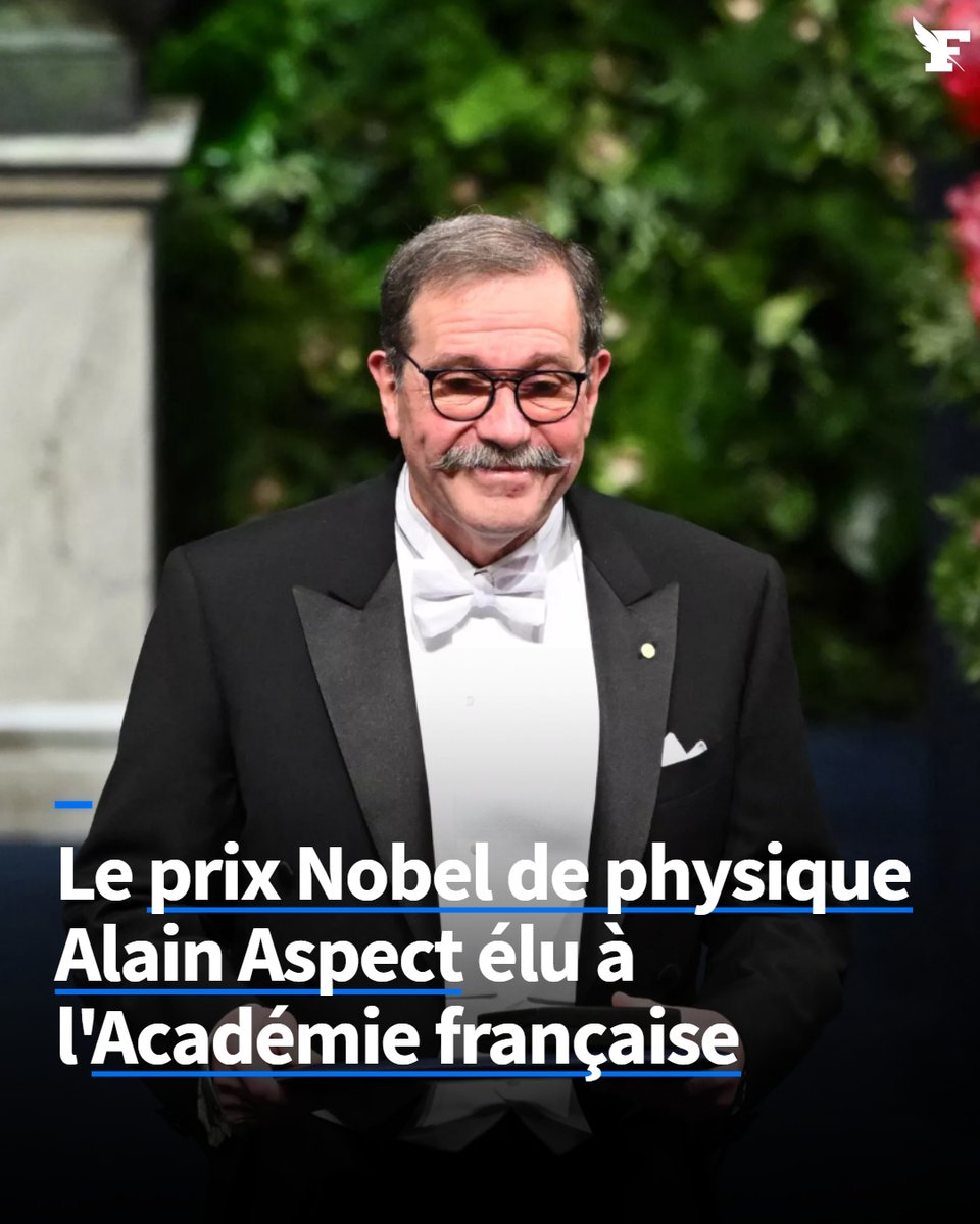Alain Aspect devient ainsi le second prix Nobel de physique à être élu à l’Académie française après Louis de Broglie, prix Nobel 1929, élu en 1944. →lefigaro.fr/flash-actu/le-…