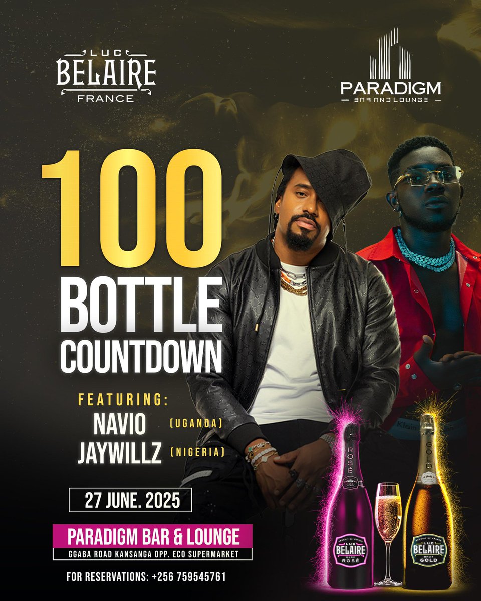 naira_sempa's tweet image. The party of the week is now here guys.
Tomorrow, we are at @Paradigmkla &amp;amp; it’s the #100BottleCountdown.

Hosted by @SheilahGashumba with performances from @naviomusic &amp;amp; JayWillz from Nigeria 🇳🇬.
Come for the bottles, stay for the vibe.

#ParadigmEpicFriday