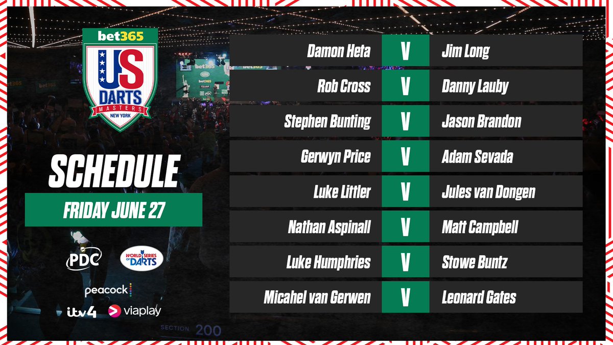 The draw brackets have been finalised for the 2025 bet365 US Darts Masters &amp; North American Championship.

Eight PDC superstars and eight North American representatives will battle it out to be crowned champions in New York!

📝 bit.ly/25USDMDraw
📝 bit.ly/25NADCDraw