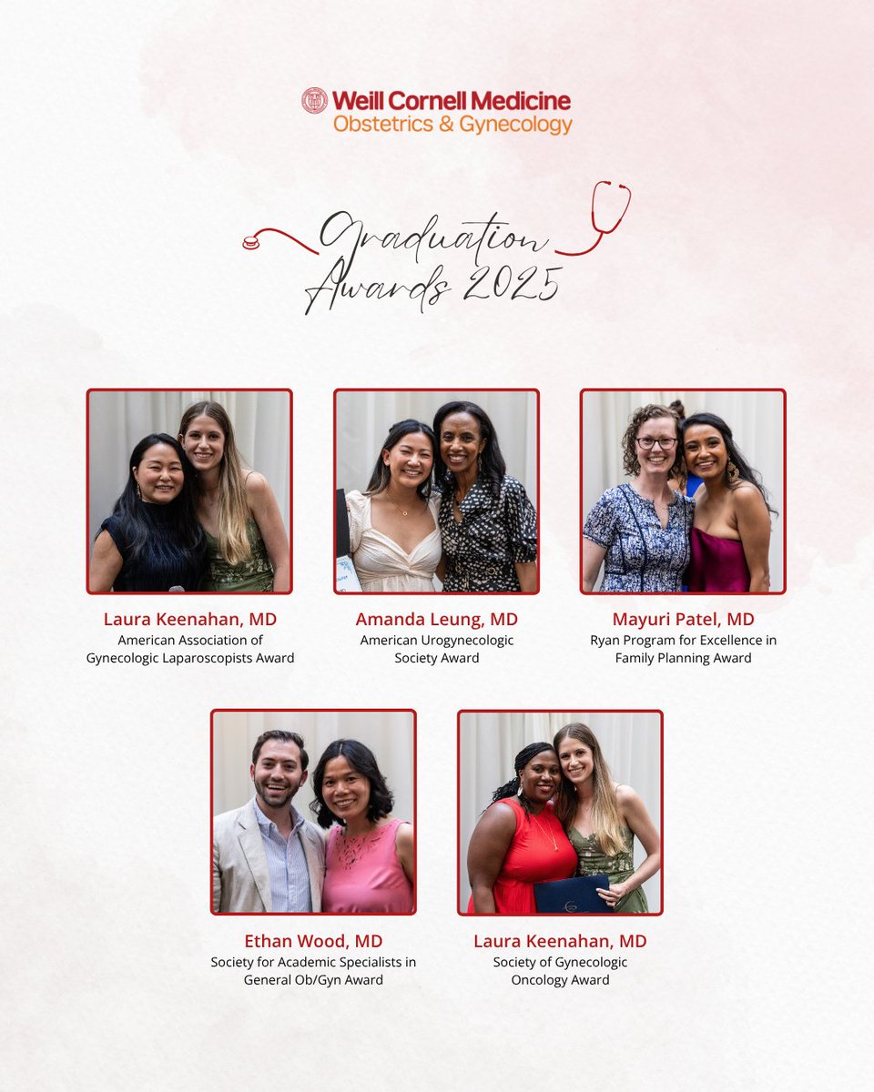 WCM_OBGYN's tweet image. Congratulations to those who received an Ob/Gyn education award! Thank you to our faculty for their invaluable contributions to our residency and fellowship programs.
#obgyn #obgynresidency #graduation #awards