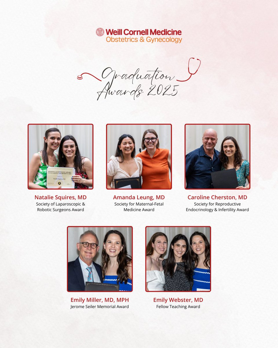 WCM_OBGYN's tweet image. Congratulations to those who received an Ob/Gyn education award! Thank you to our faculty for their invaluable contributions to our residency and fellowship programs.
#obgyn #obgynresidency #graduation #awards