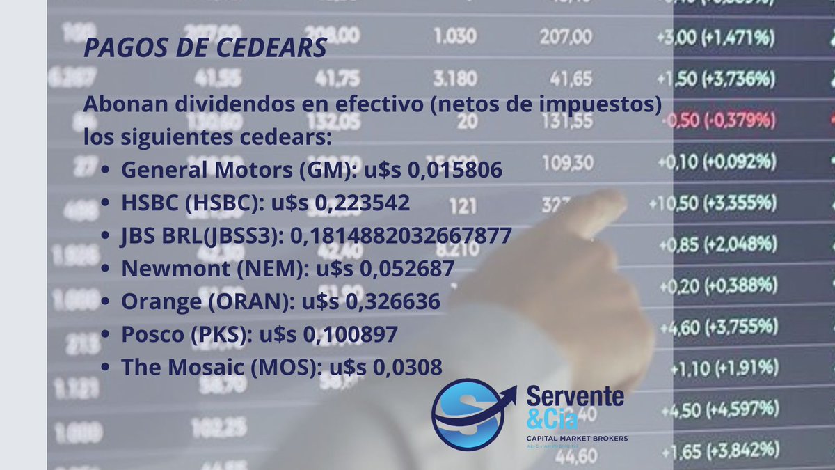 serventeycia's tweet image. #Bolsa #Argentina #Inversores #Accionistas #Aviso #Pago #Dividendos #Dólar #Efectivo #Dólares #Cedears #WallStreet #Empresas #BYMA #Servente #Capital #Market #Brokers #Inversiones