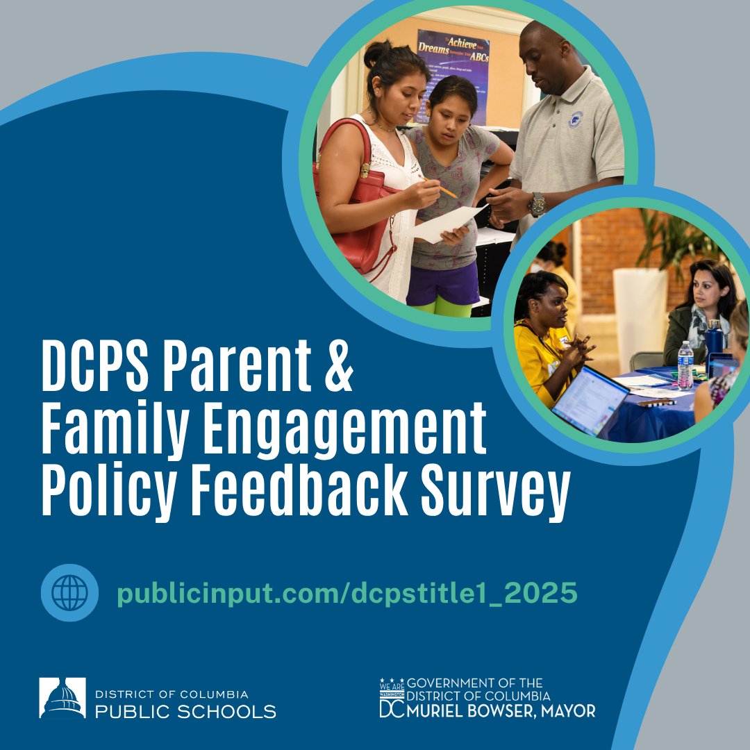 dcpublicschools's tweet image. 📣Reminder📣 

Please take a few minutes to share your feedback on DCPS&apos; Title I resources and policies by June 30. 

publicinput.com/dcpstitle1_2025
publicinput.com/t1_25spanish