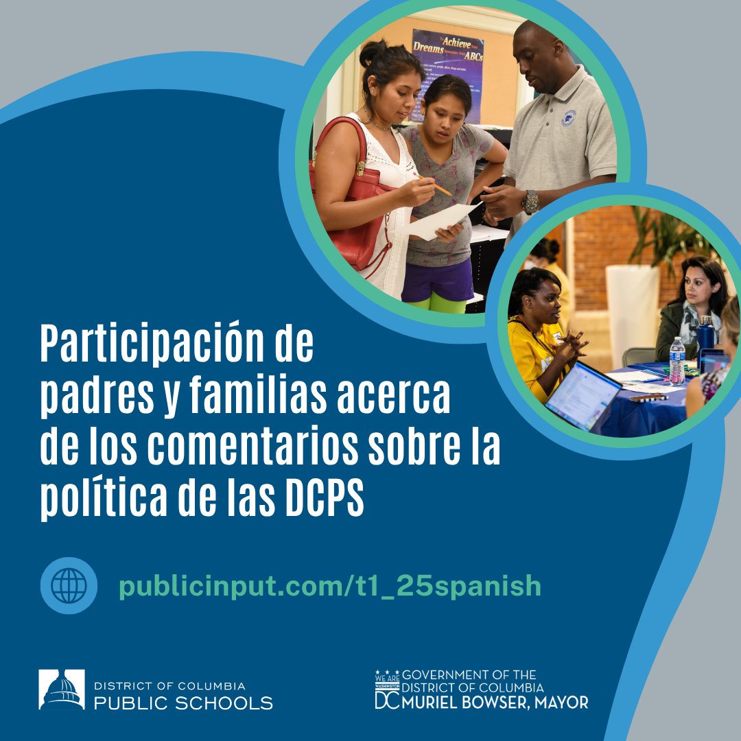 dcpublicschools's tweet image. 📣Reminder📣 

Please take a few minutes to share your feedback on DCPS&apos; Title I resources and policies by June 30. 

publicinput.com/dcpstitle1_2025
publicinput.com/t1_25spanish