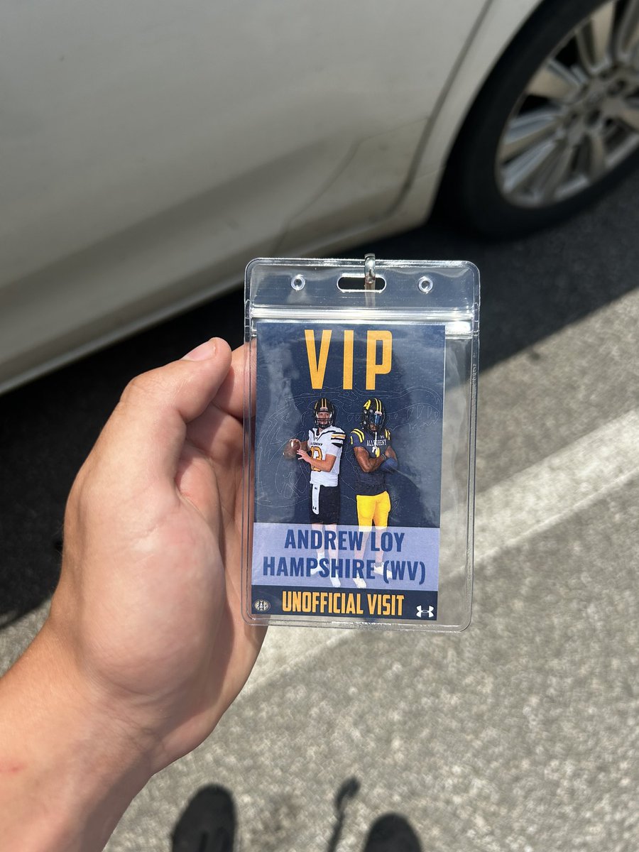 Andrew Loy (@andrewloy__2) on Twitter photo Had a great visit at Allegheny college today, beautiful campus! Thank you <a href="/CoachAlvarez35/">Aaron Alvarez</a> for the invite! Also thank you <a href="/CoachDenstorff/">Clay Denstorff</a> and <a href="/Coach_Taggart22/">Jake Taggart</a> as well as the rest of <a href="/AlleghenyFB/">Allegheny Football</a> staff for a great day!!
<a href="/GordonCohagan/">Gordon Cohagan</a> Had a great visit at Allegheny college today, beautiful campus! Thank you <a href="/CoachAlvarez35/">Aaron Alvarez</a> for the invite! Also thank you <a href="/CoachDenstorff/">Clay Denstorff</a> and <a href="/Coach_Taggart22/">Jake Taggart</a> as well as the rest of <a href="/AlleghenyFB/">Allegheny Football</a> staff for a great day!!
<a href="/GordonCohagan/">Gordon Cohagan</a>