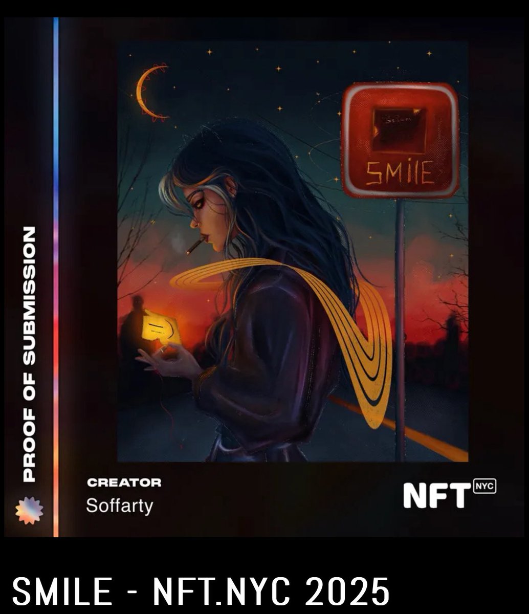 Oh my God, I just accidentally found out today that my art was chosen for the exhibition <a href="/NFT_NYC/">NFT.NYC</a> 😭🤍

I’m happy!!!!

No one will happen to pass by, maybe a good person will take a photo? 🥹🫶🏼

#nftnyc2025 #NFTNYC