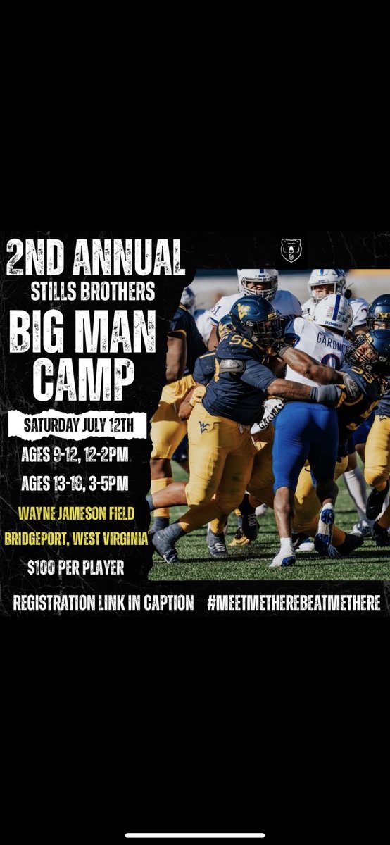 Little Over 2 Weeks Till The 2nd Annual Stills Brothers Big Man Camp ‼️

Registration Link Below 

form.jotform.com/250404394428153