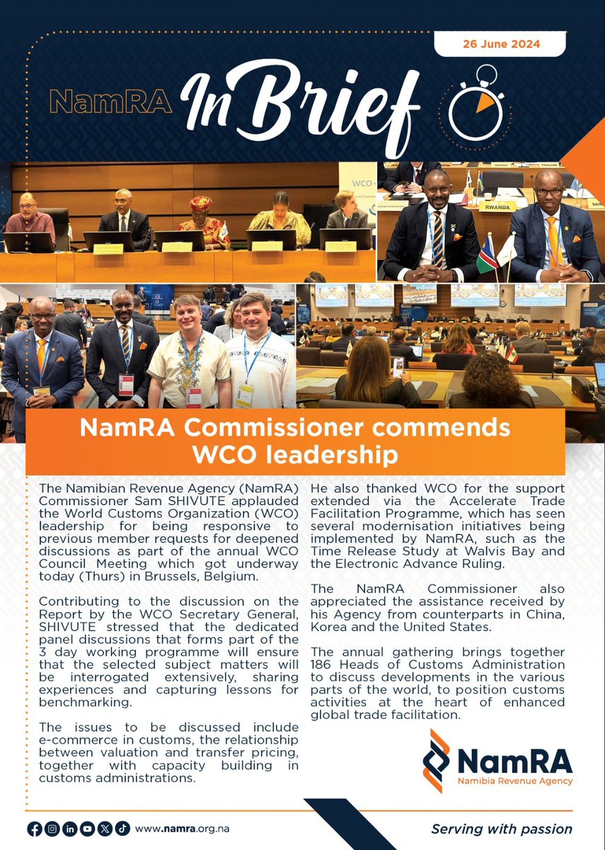 NamRA Commissioner commends WCO leadership
