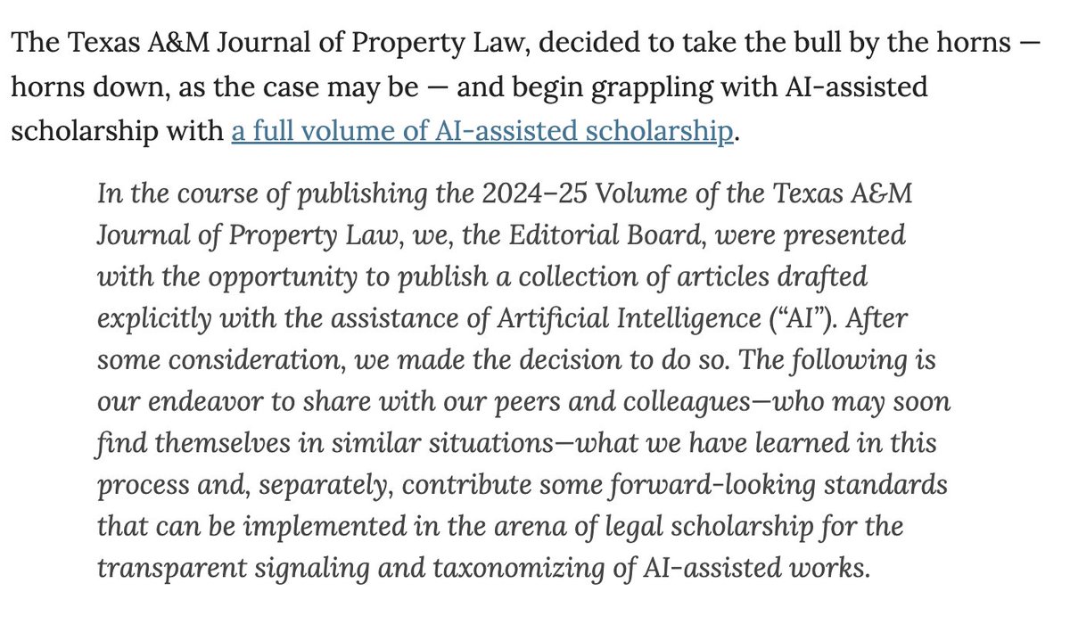 This is the sort of experimental, conversation-generating activity we need in the legal academy / legal scholarship. 

Well done to the <a href="/TAMULawSchool/">Texas A&M School of Law</a> Journal of Property Law.