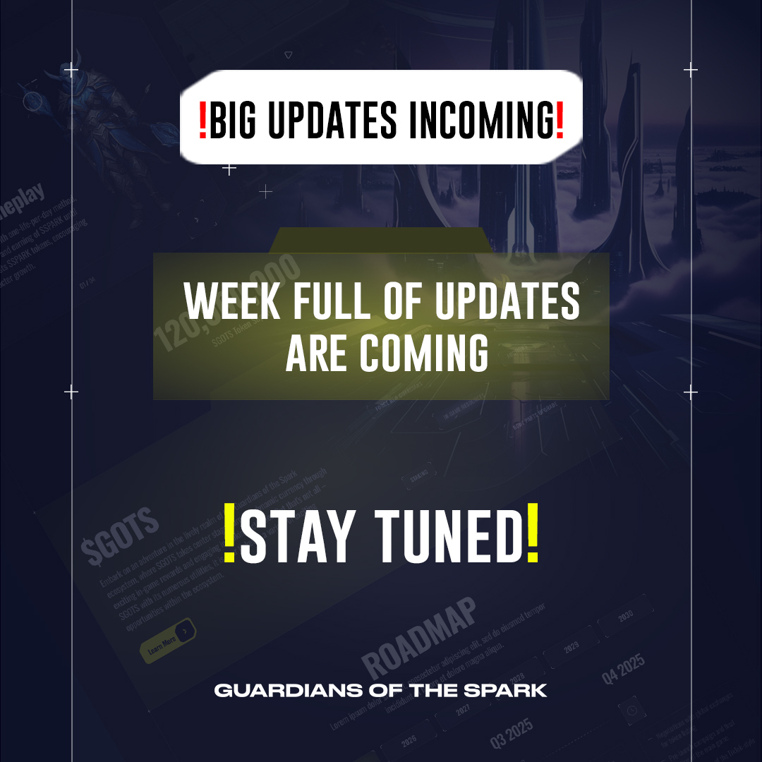 BIG UPDATES INCOMING ‼‼
 🛠️ Weeks of grinding. Days of testing. Moments away from liftoff. GOTS is about to level up.

Something big is happening behind the scenes.
You won’t want to miss what’s coming.

Get ready for a week packed with new features, updates, and surprises.