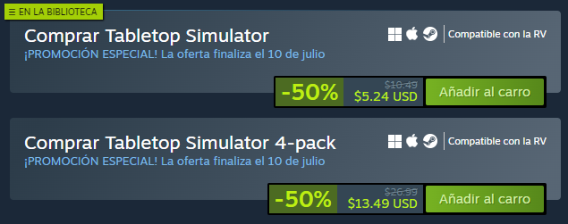 ¡No olviden de aprovechar las rebajas de STEAM para comprar el Tabletop Simulator y poder jugar Viewer Rush!