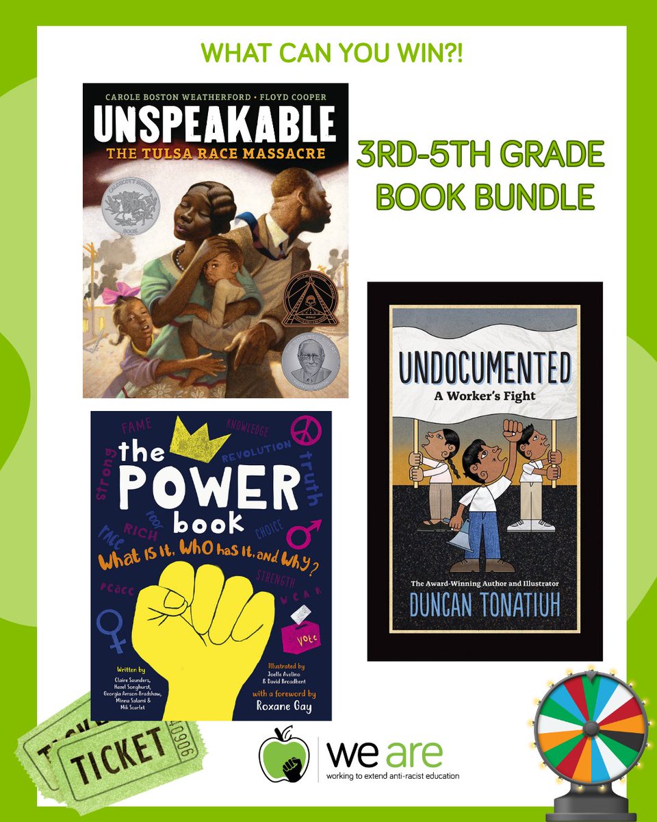 weare_org's tweet photo. 4 DAYS LEFT. Today’s raffle prize: a beautiful book bundle for 3rd–5th-graders 📚Stories that reflect them and help shape a healthy racial identity. $10 = 1 entry. More $ = more chances. Ends June 30 → [https://t.co/ngVHecFnAi] https://t.co/ringtMqfKY