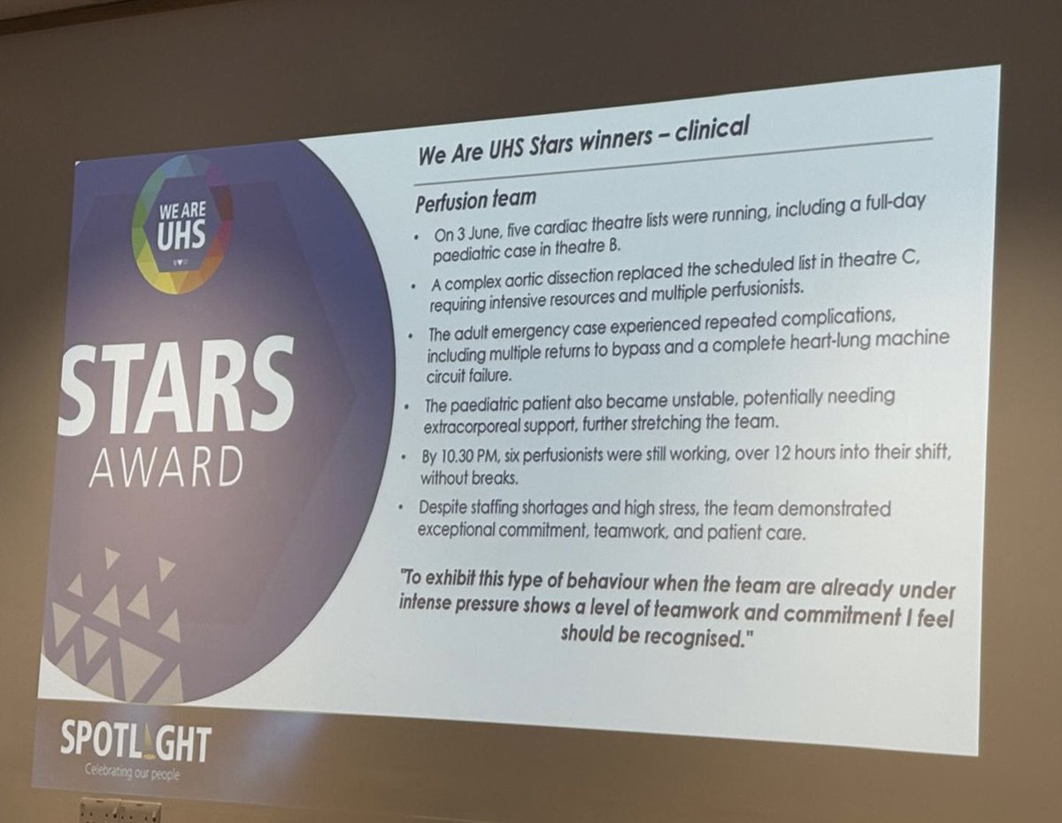 Clinical stars winners <a href="/UHSFT/">University Hospital Southampton 💙</a> this month are our amazing perfusion team - much deserved. Not an atypical day; pick almost any day for similar levels of complexity and teamwork <a href="/BrainTumourSurg/">Paul Grundy</a> <a href="/KatieArthur20/">Katie Timmons</a> #perfusion
