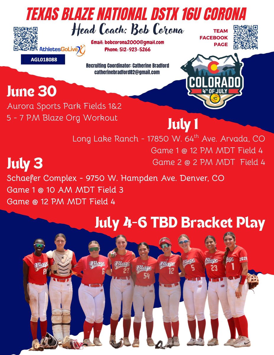 SBradford2028's tweet photo. We’re fired up and ready to rise to the challenge—crisp mountain air and mile-high conditions won’t slow us down!
Colorado, get ready...
#BlazeBuilt #ColoradoBound #ComingInHot #TexasBlaze #ElevateYourGame #BlazeNation @texasblazefastpitch https://t.co/A2bwB6n6Ci