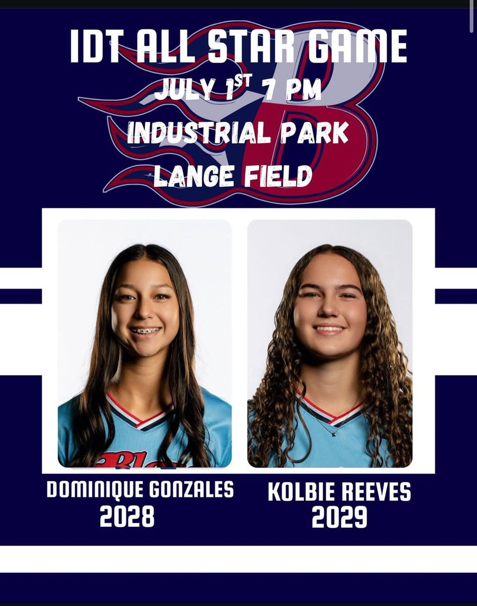 So honored to have been selected to play in the IDT All-Star game this year!  Excited to represent Blaze United with my teammate Kolbie. Next stop Colorado, hope to see you there! ✈️ #goblaze #beunited #sisterhood #SOBB #belitty🔥<a href="/blazeunited14/">Blaze United 14U Cain</a> <a href="/CoachCaitlynOSB/">Caitlyn Cain</a> <a href="/ExtraInningSB/">EXTRA INNING SOFTBALL</a>