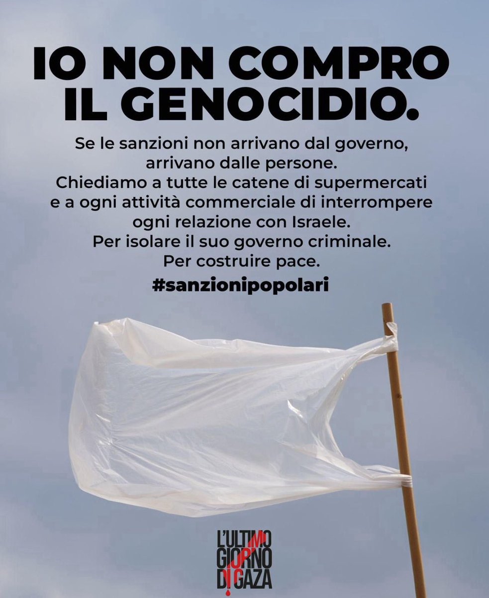 Boicottare Israele si deve perché è l’unica cosa che noi possiamo fare per opporci al genocidio dei palestinesi.
E dobbiamo farlo perché i Governi continuano a finanziarlo e non mettono sanzioni a Israele nè bloccano i rapporti con quei criminali. 
#BoycottIsraeliProducts