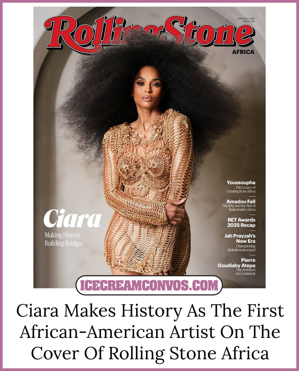 Ciara becomes the first African-American artist to grace the cover of Rolling Stone Africa. Get the full scoop and see more gorgeous photos! 🤩🖤🍦 wp.me/pfXyHC-1hVM

#Ciara #RollingStoneAfrica #Historic #IceCreamConvos