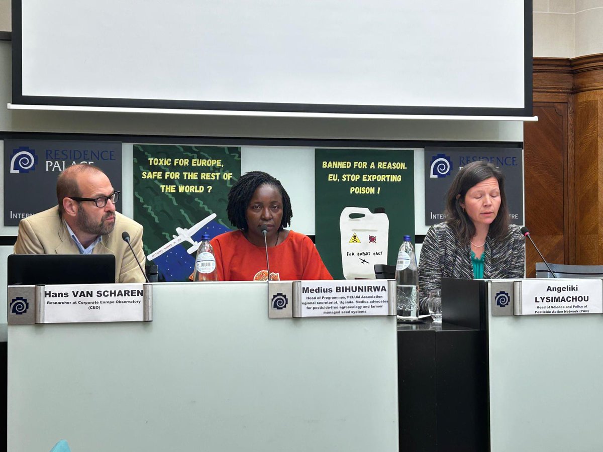 Stop Toxic pesticides Exports to Africa,  PELUM Association Head of Programmes  participating in  an action against  EU banned   pesticides  exports at the EU Parliament  and   in  press conference   in  Brussels, Belgium